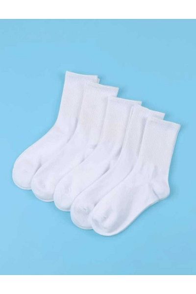 MY MENORA SOCKS Обикновени бели колежански чорапи унисекс, 6 чифта
