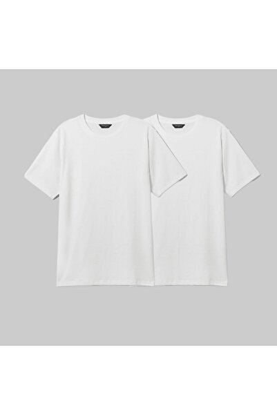 VENHENA Düz Beyaz 2'li Oversize T-shirt