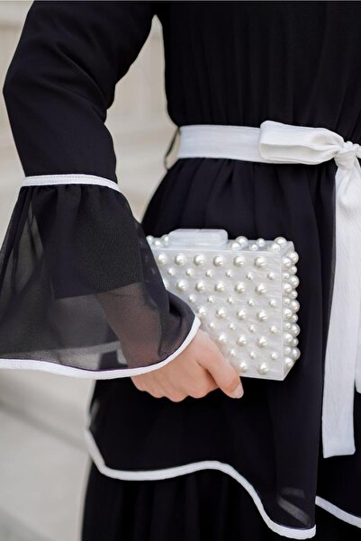 Bestenur Φόρεμα με στρώσεις Ζώνη Μακρύ Σιφόν 155 - Μαύρο