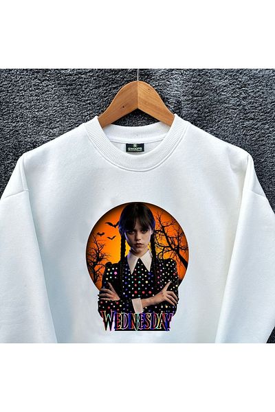 Wolters Outdoors Kids Wednesday3 Oversize Printed Cotton Long Sleeve Crew Neck Sweatshirt
