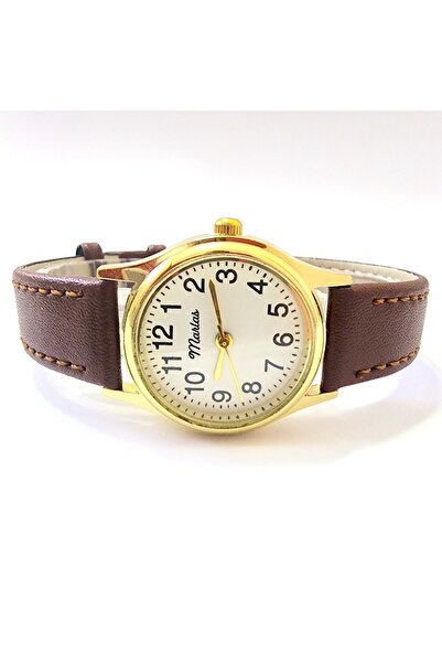 Marlas Retro Women's Wristwatch, Vintage Design, Classic Design, Gold / Gold Color, Minimal, With Strap
