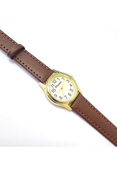 Marlas Retro Women's Wristwatch, Vintage Design, Classic Design, Gold / Gold Color, Minimal, With Strap