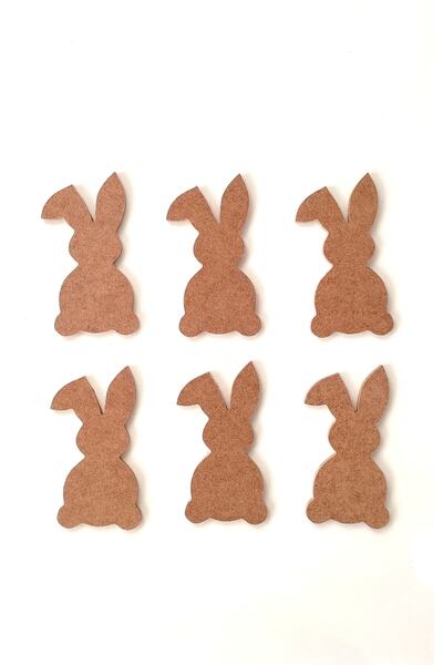 DEKOLOBİ 6 Lı Mini Tavşan / Çocuk Odası Boyanabilir Ham Mdf Obje