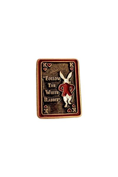 YÖRÜK TASARIM Follow The Whıte Rabbıt(beyaz Tavşanı Takip Et) Rozet