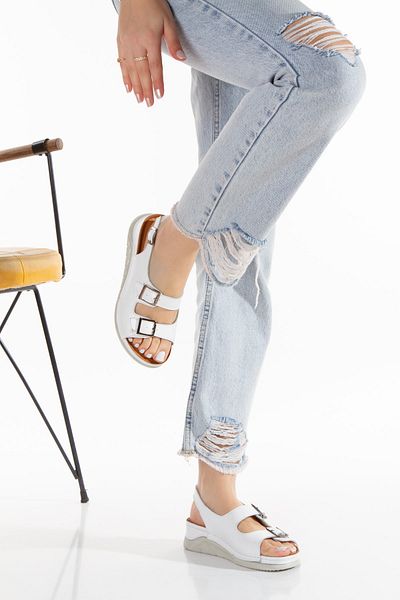 İLOLİCA Inner and Outer Genuine Leather Cool Comfort Orthopedic Sole Buckle Women's Sandals