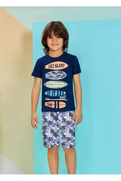 ROLY POLY Boy's 100% Cotton&cotton Lavi Blue Color T-shirt Bermuda Shorts Bottom Top Pajama Set
