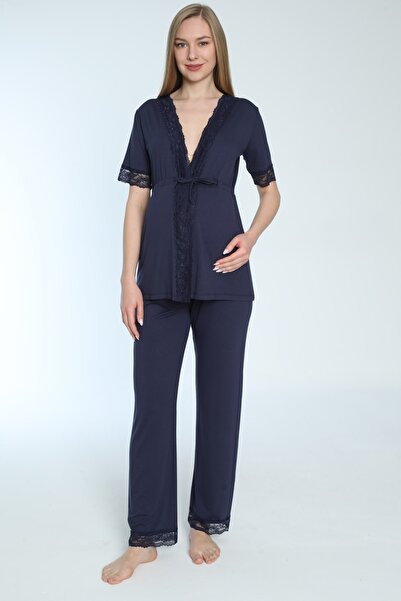 Miss Dünya Lissa Set pijamale cu deschidere frontală pentru gravidă și matern...