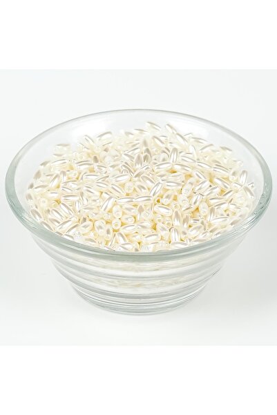 yfhobi 25 gram - 3x6 Mm, Krem Renk Arpa Inci Boncuk, Lüks Barok Arpa Inci, ( 25gr - 700-800 Adet Arası )