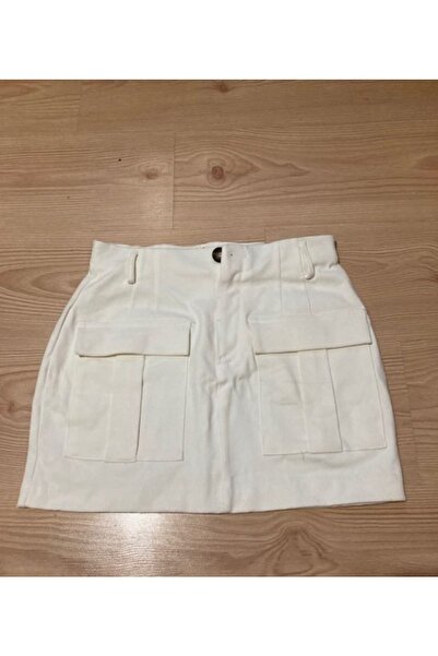 Çnru Kargo Cep Normal Bel Orjinal Marka Denim Mini Etek