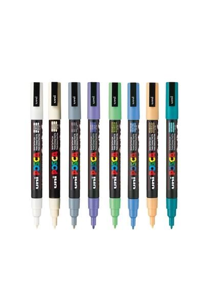 Uni قلم Posca Marker Pc-3m (0.9-1.3mm) مجموعة من 8 قطع مختلطة 2