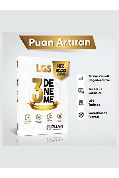 Puan Yayınları Puan 8. Sınıf Lgs 1. Dönem Çözümlü 3 Deneme