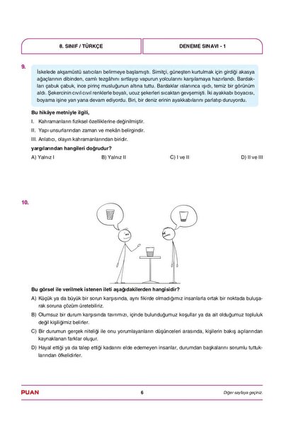 Puan Yayınları Puan 8. Sınıf Lgs 1. Dönem Çözümlü 3 Deneme