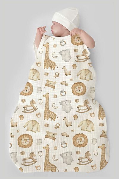 Tuğba Kuğu 4 Layer Muslin Baby Sleeping Bag (0-18 MONTHS) - Vintage Toys