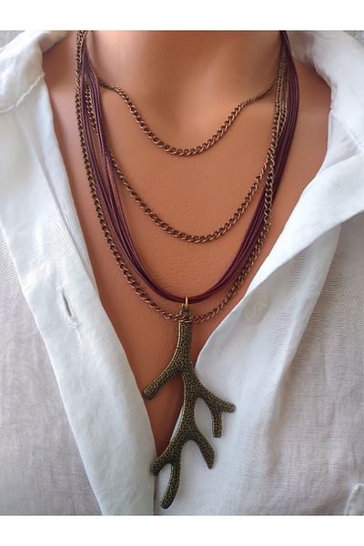 ZeynDesign Leather Multiple Branch Necklace