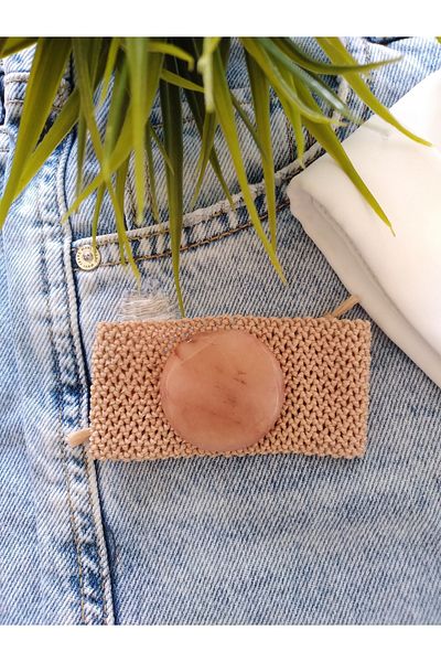 ZeynDesign Salmon Natural Stone Macrame Bracelet