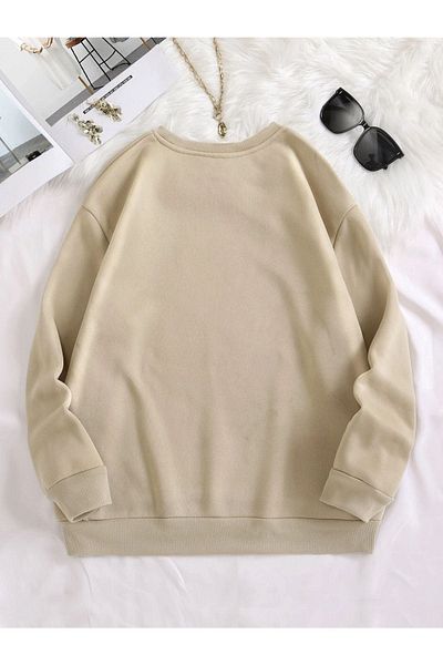 Black Sokak Hanorac oversize cu gât crew cu imprimeu panda bej unisex Blacksokak