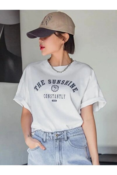 Machetta Μπλουζάκι Unisex Oversize με λαιμόκοψη με στάμπα Sunshine