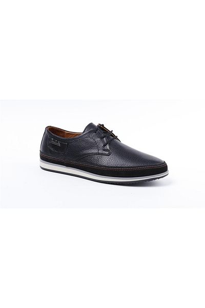 Pierre Cardin S Ανδρικά δερμάτινα casual παπούτσια Comfort δεμένα 62333 Μαύρο