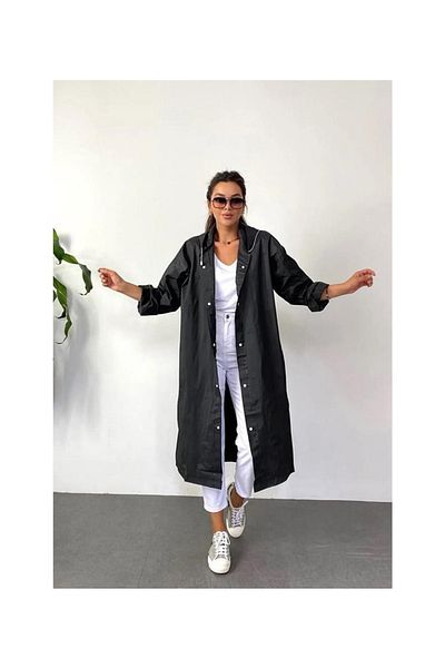 DZC KUZENLER AVM Women's Men's Raincoat Hooded Snap Fastener Eva Raincoat Windbreaker