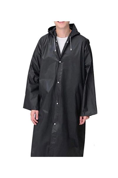 DZC KUZENLER AVM Women's Men's Raincoat Hooded Snap Fastener Eva Raincoat Windbreaker