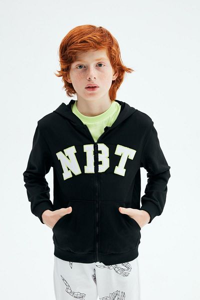 Nebbati Boy's Black Tracksuit Top 23pssnb3423