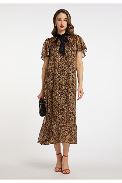 Faina Midi šaty s leopardím vzorem
