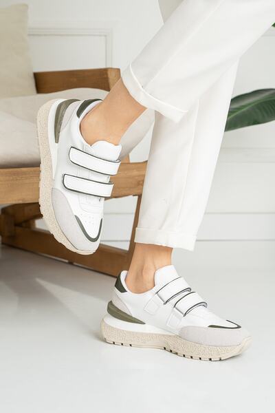 Ayax Khaki Green Daily tépőzáras ortopéd talpbetétes női tornacipő