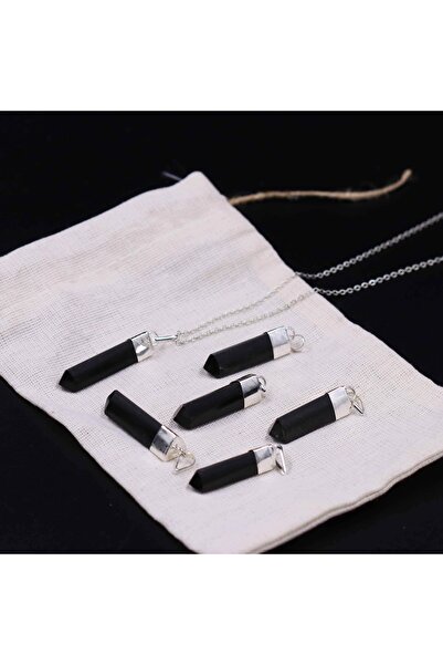 MYTAKIAĞACIMFH Shungite Taşı Doğal Taş Kolye Prizma Kazık Çivi Pandül Şeklinde