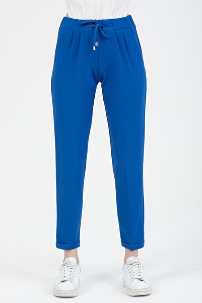 MD trend Női Saks megkötős elülső rejtett cipzáras dupla zsebes szárú nadrág