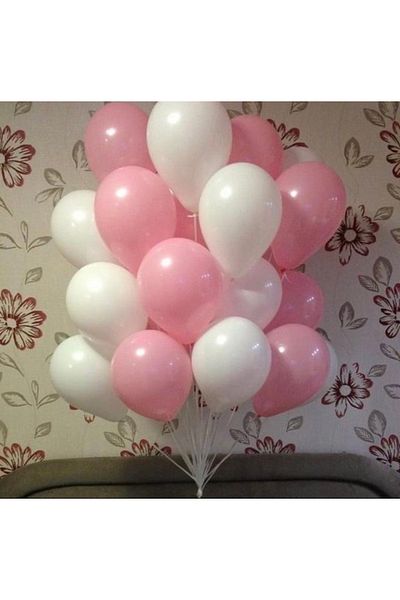 Deniz Party Store Macaron Pink White Balloon 12 Inch 10 Pieces