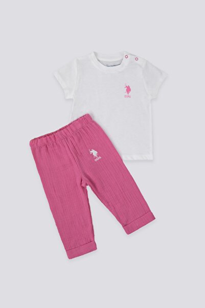 U.S. Polo Assn. Krem Bebek Tshirt Takım