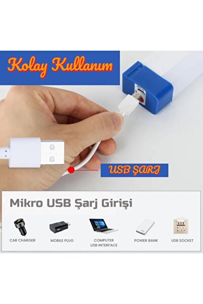 Micron Usb Şarjlı 3 Modlu Mıknatıslı Balıkçı - Kamp Feneri Led Şarjlı Işıldak 60 W 52 Cm