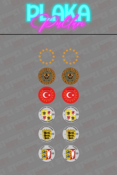 STİCKERCI BEY 12 Adet 3×3 Cm Araç Plaka Pulu Sticker Seti Araba Aksesuar Malz...