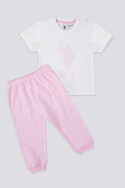 U.S. Polo Assn. Light Tones Pink Krem Bebek Tshirt Takım