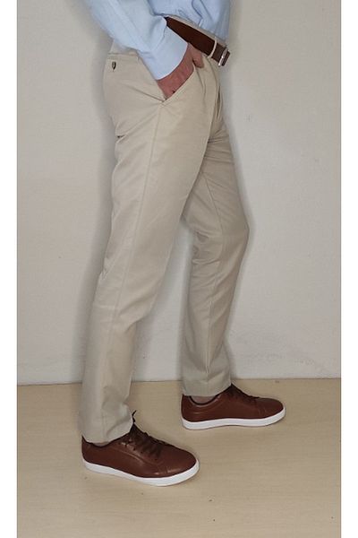 Bomenti Life Men's Gabardine Beige Slim Fit Sports Trousers