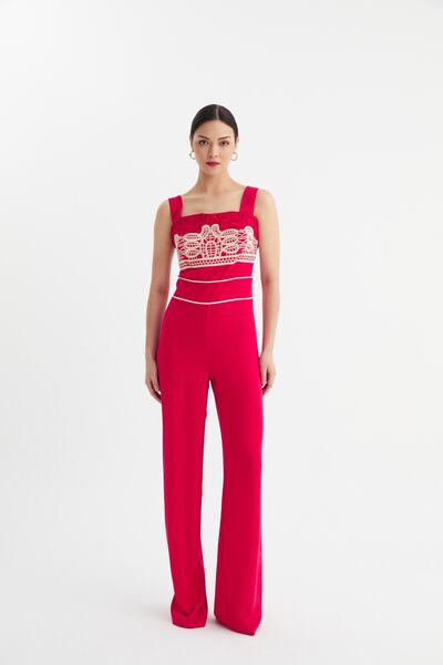 Balizza Blz-askılı Dantel Güpür Detaylı Tulum