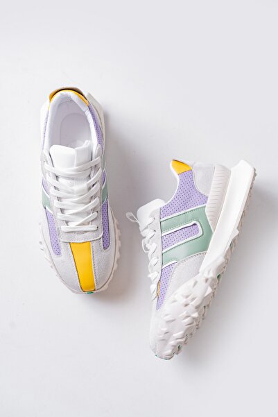 MASSOLE Lila Mix Bağcıklı Yeni Sezon Tarz Günlük Şık Premium Kadın Spor Ayakkabı