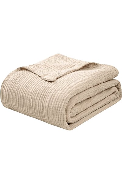 EVYA Soft Beige Cool Bedspread 170X220Cm 4 Tammber Single Organic Cotton 100% Modern