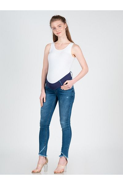 BUSA Blugi de Maternitate (ciucuri pentru picioare) Albastri