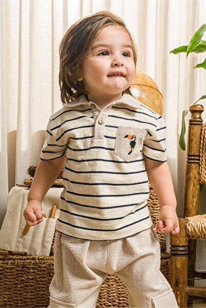 Parrot Embroidered Baby Boy 2pcs Linen Set