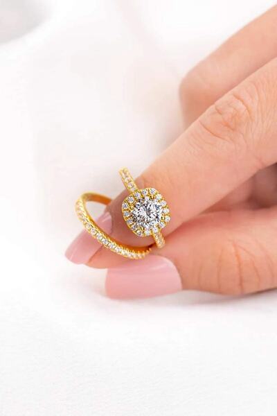 Crystal Diamond Zirconia 0.75 Carat Tektaş Ve Tam Tur Yüzük