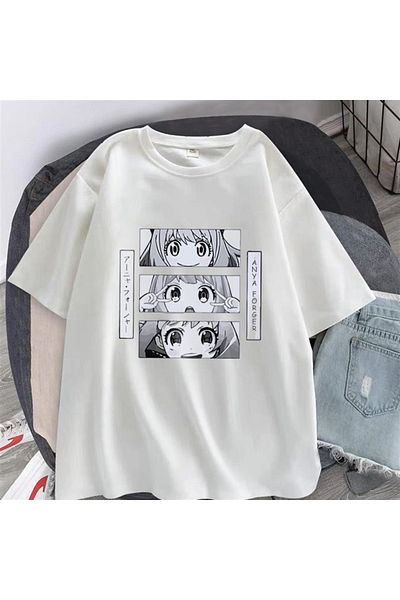Touz Τριπλό μπλουζάκι Anya Forger με στάμπα λευκό Unisex Oversize
