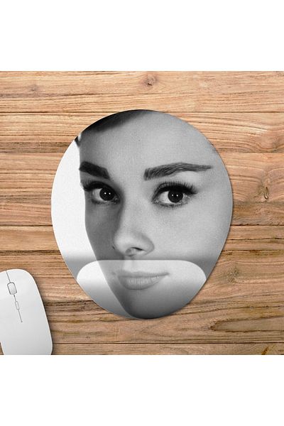 Pixxa موديل لوحة ماوس مع مسند للمعصم من أودري هيبورن - 1 بيضاوي