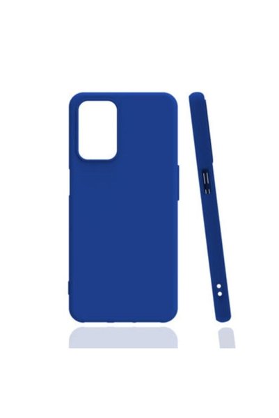 piblue جراب سيليكون ناعم لهاتف اوبو A54 4G باللون الأزرق + واقي شاشة نانو
