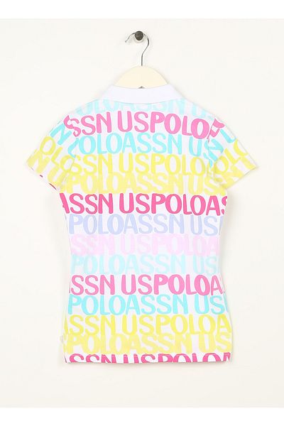 U.S. Polo Assn. Printed White Girl's T-shirt Pelıf