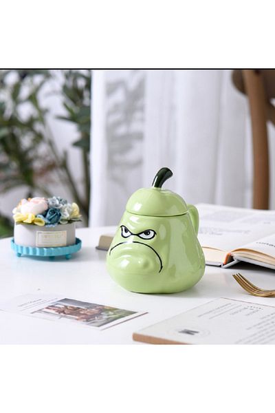 hediyeconcepti Creative New Cartoon Nest Melon Ceramic Cup Fun Funny Mug Cup
