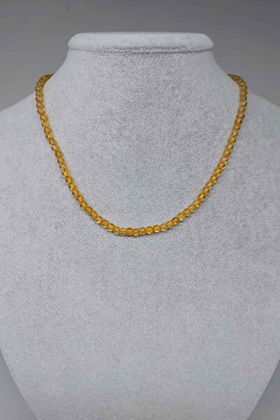 Yasamtohumu Sitrin Taşı 4mm Kolye (SABİT KLİPSLİ)