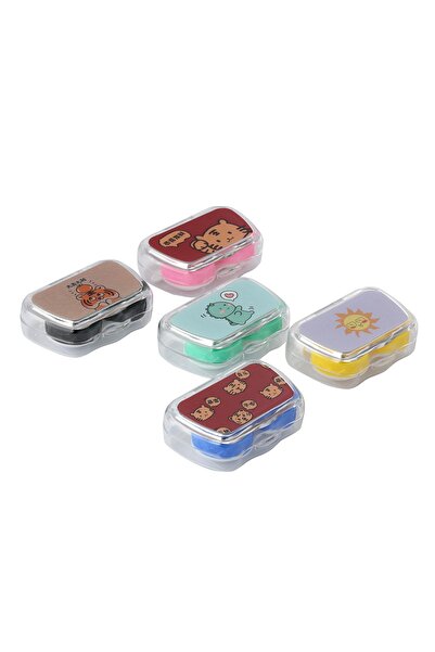 BVER Sevimli Karikatür Baskılı Aynalı Lüks Kontakt Lens Kutusu /lens Saklama Kabı