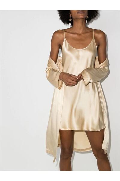 Pina Set kimono și rochie din satin șampanie