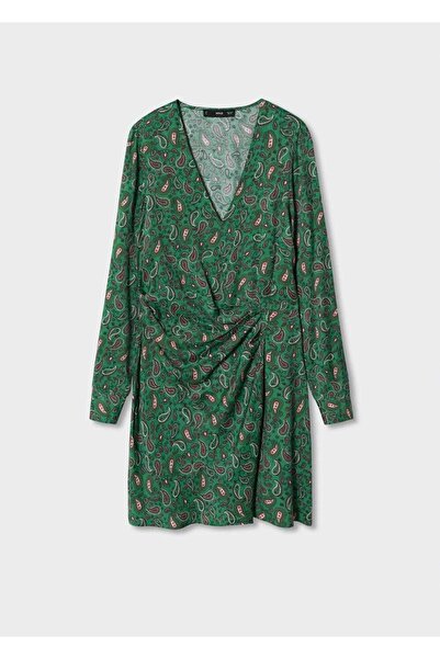MANGO Woman Paisley Desenli Saten Elbise